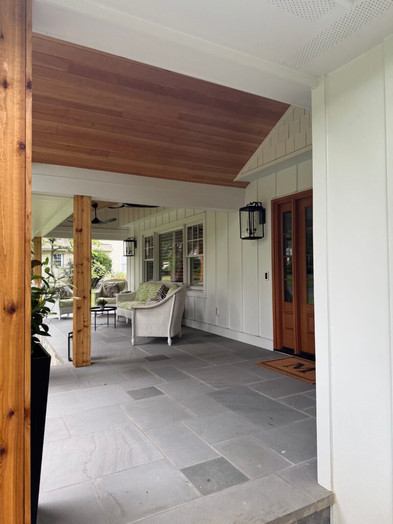 porch, portico and metal standing seam roof in maryland, curb appeal upgrade by Fichtner home exteriors