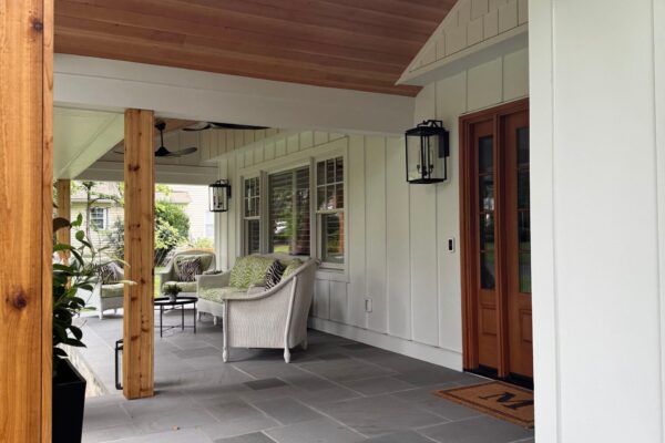 porch, portico and metal standing seam roof in maryland, curb appeal upgrade by Fichtner home exteriors