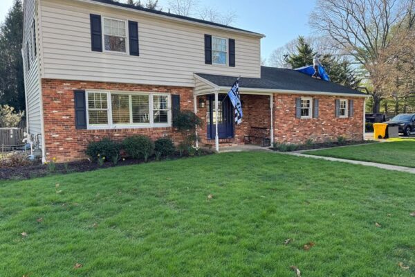 July 2025 home renovation of the month in maryland new roof, siding, portico and chimney