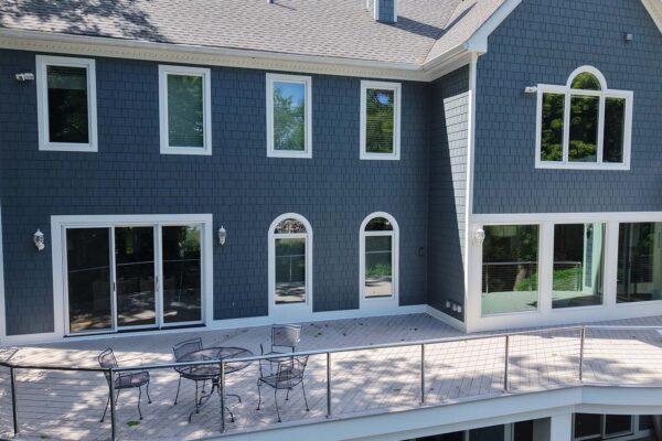 Hardie Shingle Siding Blue with White Trim